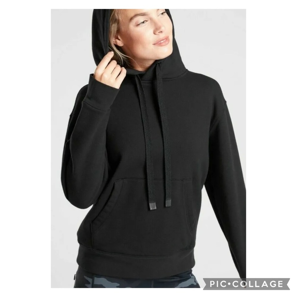 Athleta 24/7 Hoodie Pullover Sweatshirt in Black XS EUC